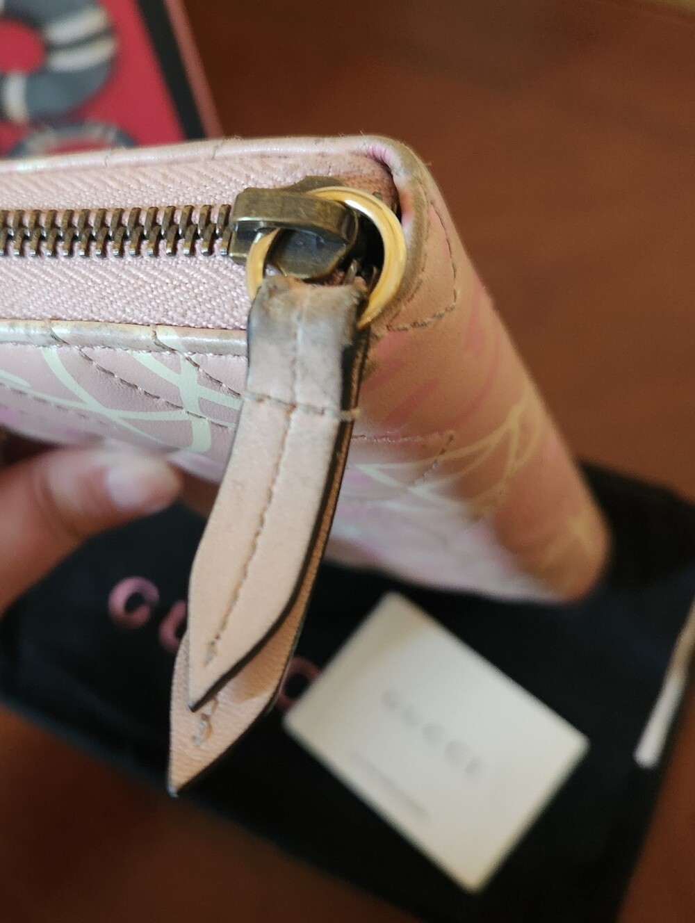 Gucci Calfskin Matelasse Ghost GG Marmont Zip Around Pink Wallet - Picture 6 of 12